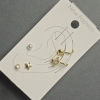 Stud Earrings and Ear Cuffs in Golden Metal with White Rhinestones and Pearl