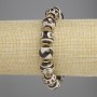 Agate Bracelet with Smooth Beads, 12 mm Diameter ±, with Metal Inserts, Length 18 cm ± Stretch