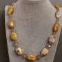 Agate and Czech Crystal Necklace, 67 cm+