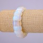 Elastic Moonstone bracelet with a faceted link, 20×12 mm diameter, 18 cm length