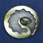Brooch 'Element' — silvery metal with enamel and a drop, 52×45 mm +