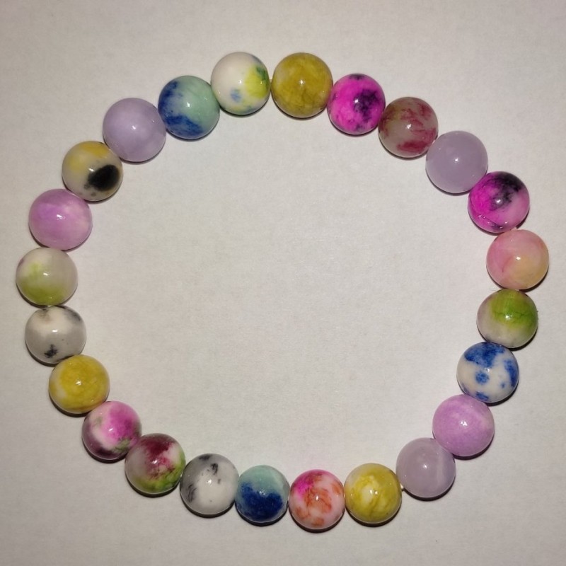 Bracelet with assorted toned quartz beads (man-made), 8mm diameter, 18 cm long