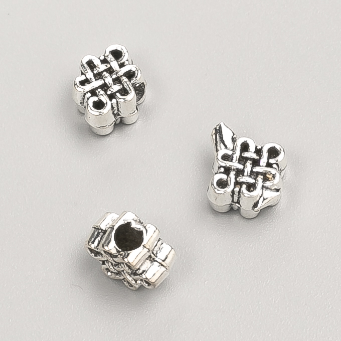 Bead insert finding, 8×7×5 mm, packaging 20 g, 30 pcs ±, metal color 'Silver'